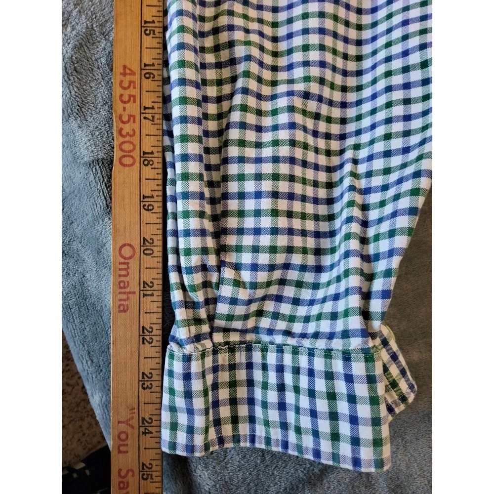 Polo Ralph Lauren Mens 3XB Big & Tall Gingham‎ Button Down Shirt Green Navy Blue